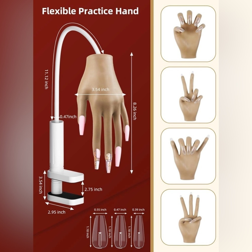 Practice Hand for Acrylic Nails - Nail Tips Fake Hand - Flexible Practice Hand‌ - Picture 5 of 9